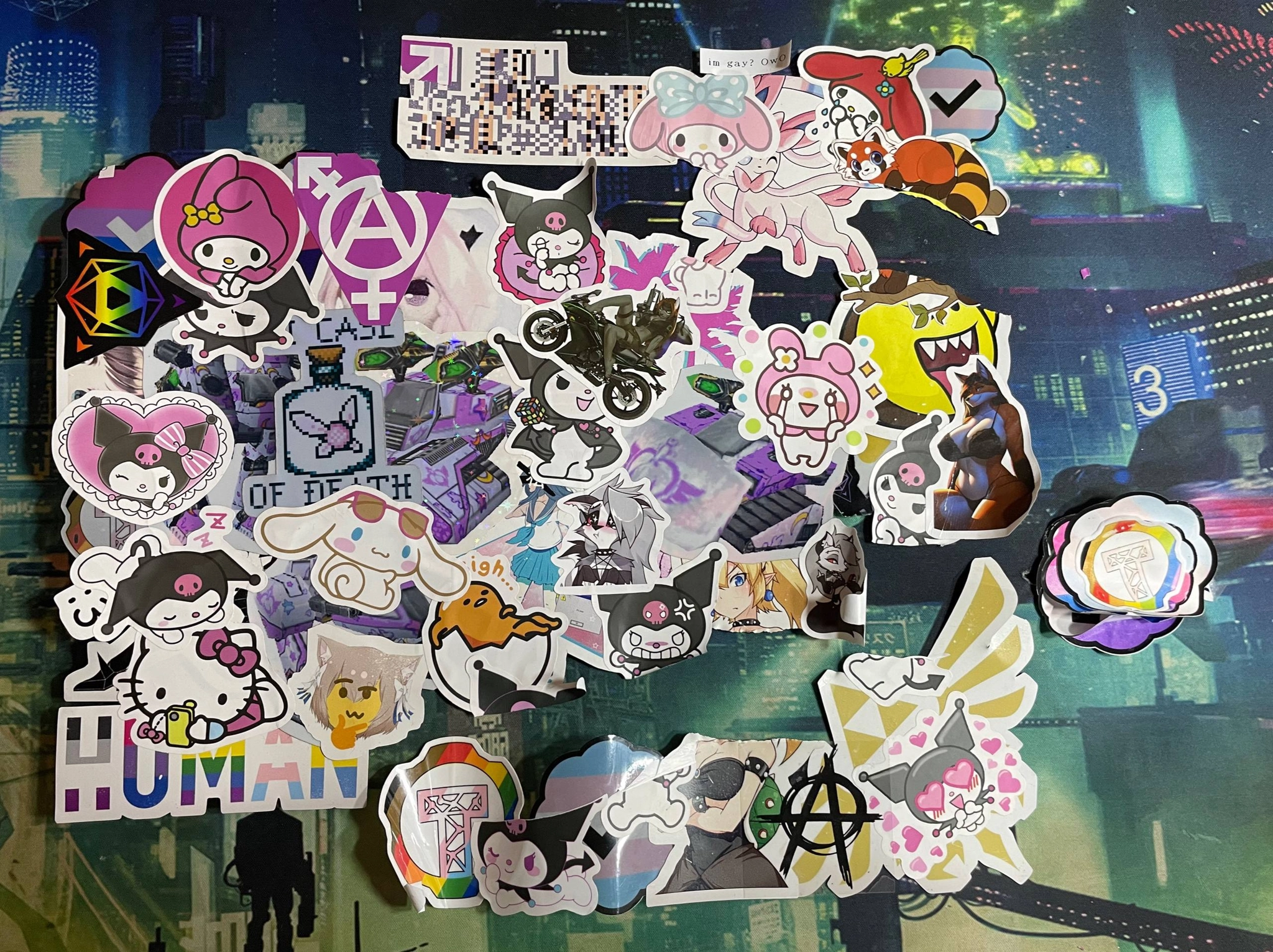the stickers from the previous picture have been peeled off