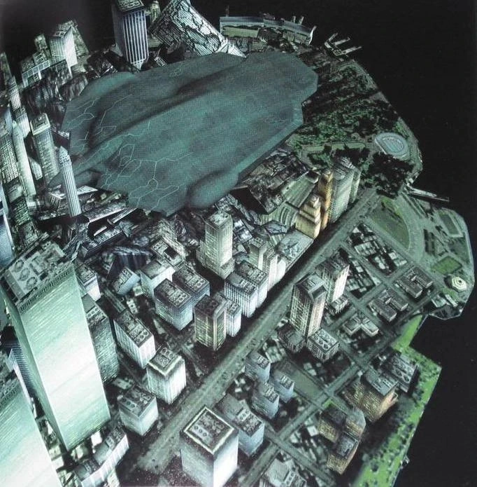 aresnal gear crashed into lower manhattan in mgs2